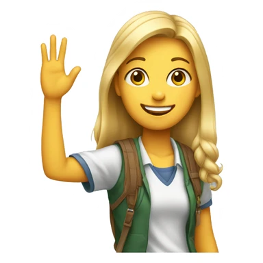 a smiling casual student girl waving at you sticker