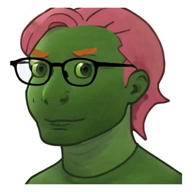 Pink haired man with ginger beard and glasses sticker