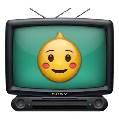 старый черный телевизор Sony с ярко зеленым пиксельным экраном sticker