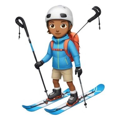 Snowboarder with shorts and ski poles sticker