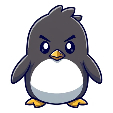 angry penguin cartoonish sticker sticker