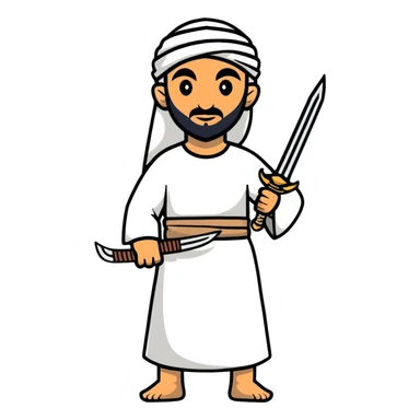 ancient Arab man with a sword on his shoulder sticker