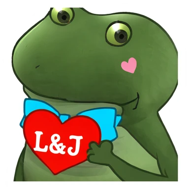 letter L and letter J in a love heart sticker