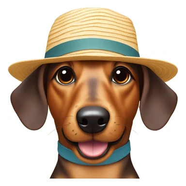 sausage dog with a sun hat  sticker