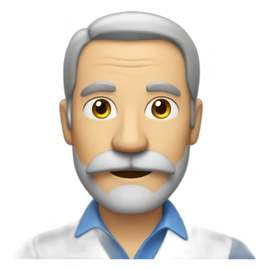 A middle-aged man with a moustache and beard gives a greeting sticker