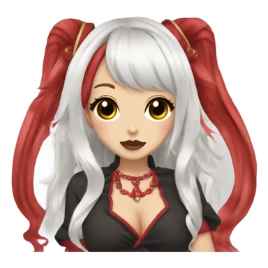 hime gyaru oni girl, red skin, black hair sticker