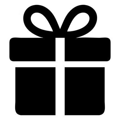 white present, flat, white box with ribbon, no text sticker