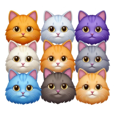 6 cats with different coloured coats sticker