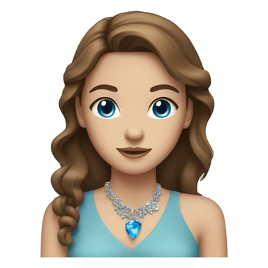 brown haired girl with jewelry with blue eyes sticker