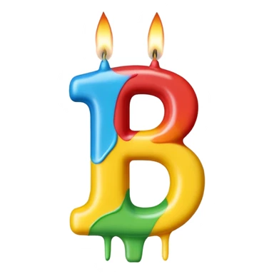 Birthday candles with the shape of the number 15 sticker