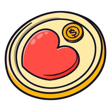 heart and coin sticker