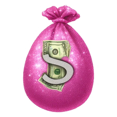 sparkly glittery pink wad of cash sticker