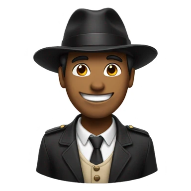 Brown guy whit black hat, smiling and shaking hands sticker