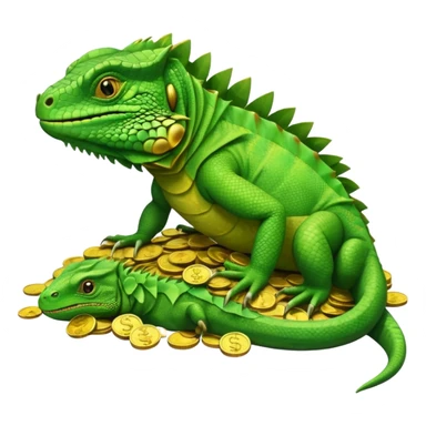 capitalist iguana lying in money sticker