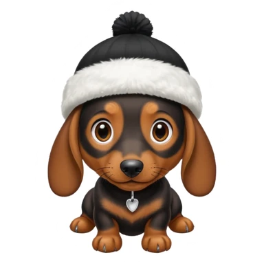 mini daschund wearing a white beanie sticker