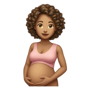 mixed race woman long curly hair pregnant enjoy sticker