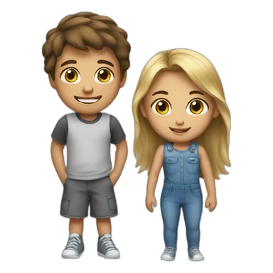 A girl with her brother sticker