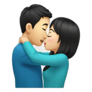 Chinese guy kissing Kazakh girl sticker