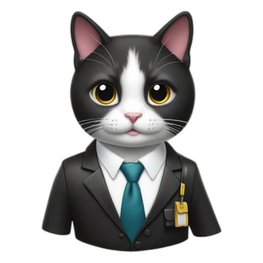Tuxedo cat in tie and with briefcase sticker