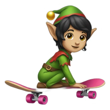 black haired elf on a skateboard sticker