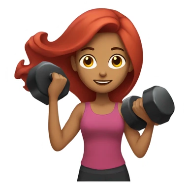 Latina with long red hair holding weights  sticker