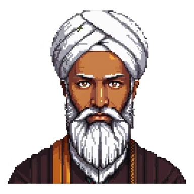 Muslim religious scholar with turban and beard, dignified expression sticker