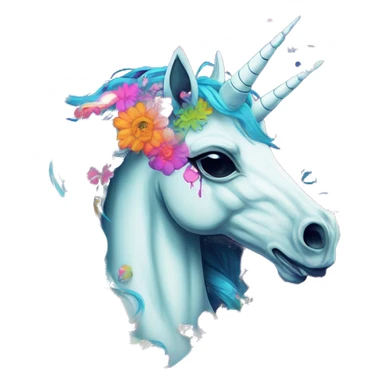 Graffiti Trippy patchwork Zombie Pegasus unicorn psychedelic flowers floral groovy art neon rave raving sticker