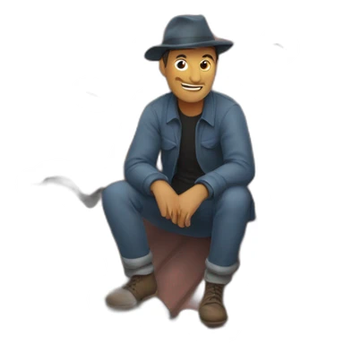 A man on a roof of a gerege sticker