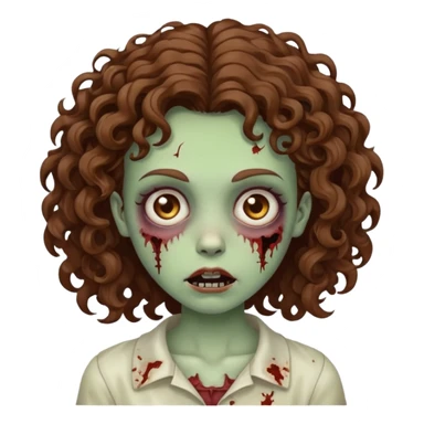 girl zombie with curly brown hair sticker