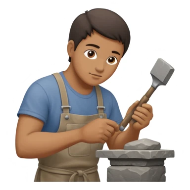 a sculptor during sculpting rock sticker