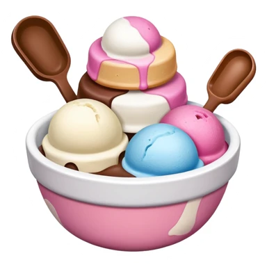 Neapolitan ice cream scoops in a bowl no spoon sticker