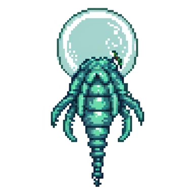 MRI parasitic embryo, digital, fetal small shape in otherworldly bubble, eerie, horror, pupa, crystalis, in-utero, sea-life, crustaceanoid, photorealismm siphonophore sticker