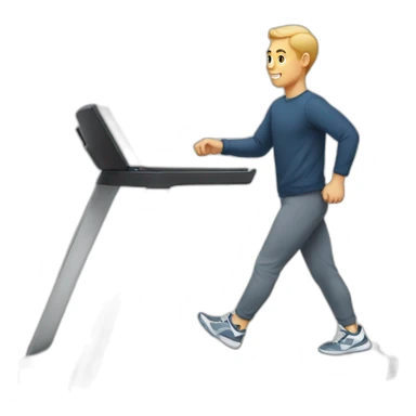 White Man with laptop walking on treadmill sticker