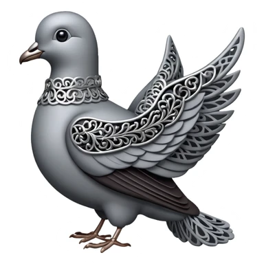 Black and silver filigree dove, 3D, extremely detailed design sticker