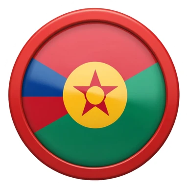 Emoji drapeau gitan bleu en haut vert en bas avec une roue rouge au millieu  roue en plein millieu du drapeau sticker