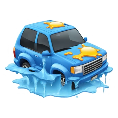 Blue suv melting like an ice block in the sun sticker