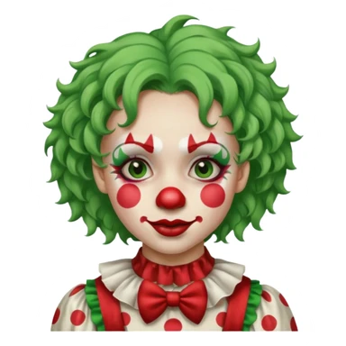 girl clown with curly green hair sticker