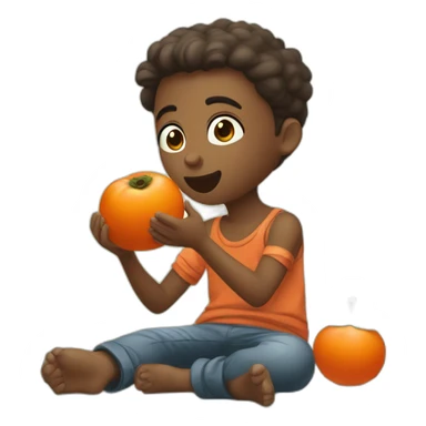 tbilissi boy eating a persimmon sticker