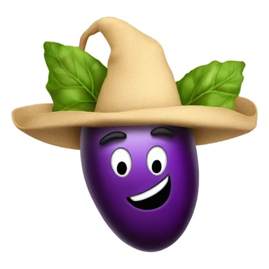 Hat levitating above an eggplant sticker