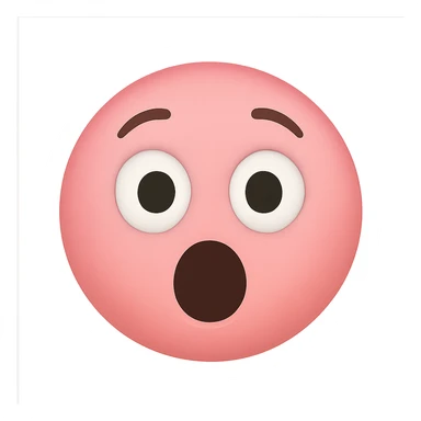 pink face with surprised expression emoji, digital illustration sticker