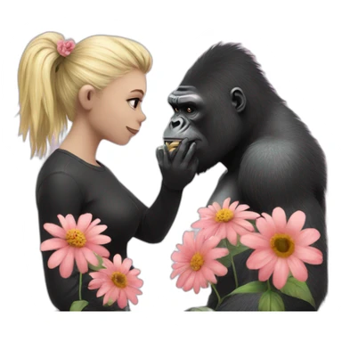 Punk looking Gorilla giving flowers to a blonde girl sticker
