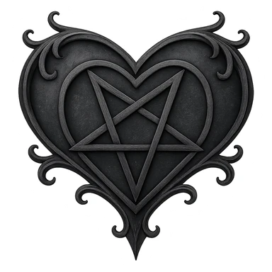 gothic heart with a pentagram, remove background sticker