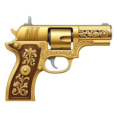 Pistol with gold-plated barrel sticker