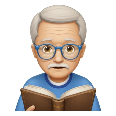 old man colored glasses reading a book  sticker