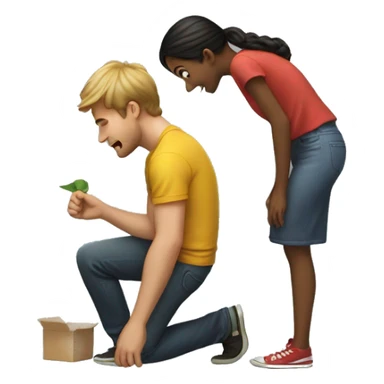 guy behind girl bending to pick something up sticker