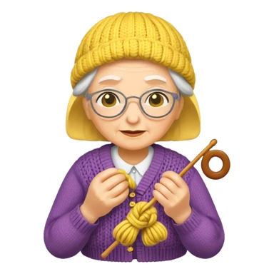 knitting grandma yellow sticker