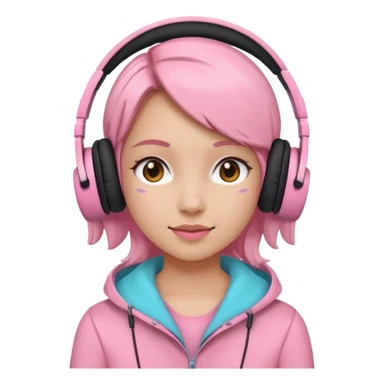 Girl with headphones pink girli sticker
