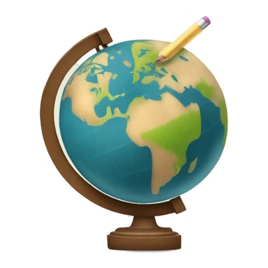 a simple globe with a small pencil somewhat writing that globe sticker