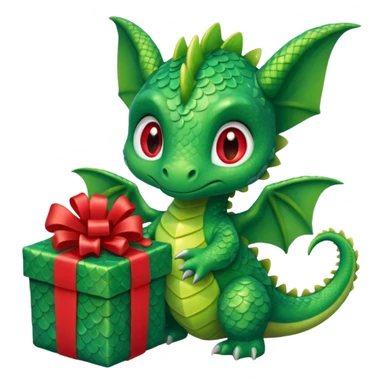 a cute baby dragon is holding a gift sticker