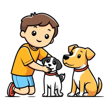 Un niño con un perro  sticker